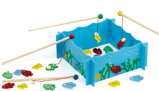 Thumbnail van een extra afbeelding van het spel Viga Toys - Magnetisch Visspel - 20 Speelgoed Vissen - 4 Magnetische Hengels