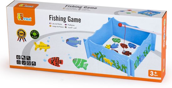 Thumbnail van een extra afbeelding van het spel Viga Toys - Magnetisch Visspel - 20 Speelgoed Vissen - 4 Magnetische Hengels