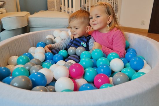 Zachte Jersey baby kinderen Ballenbak met 150 ballen,  - wit, roze, grijs
