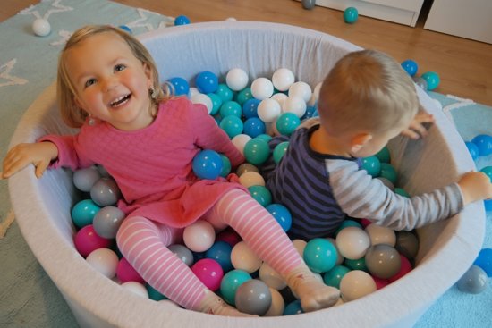 Zachte Jersey baby kinderen Ballenbak met 150 ballen,  - wit, roze, grijs