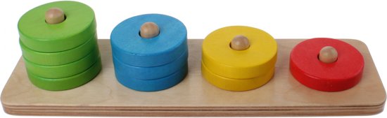 Afbeelding van het spel Sorteerplank ronde vormen - rubberhout - brede vorm
