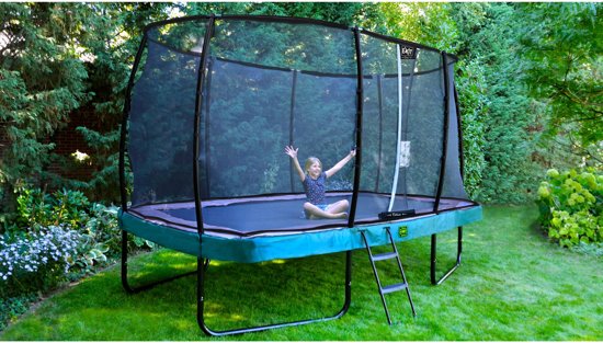 EXIT Elegant Premium trampoline 214x366cm met veiligheidsnet Deluxe - blauw