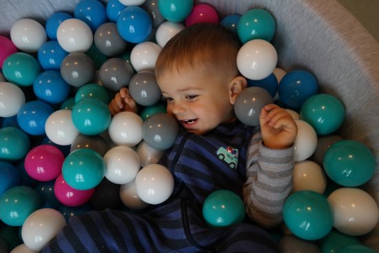 Zachte Jersey baby kinderen Ballenbak met 150 ballen,  - zwart, wit, lichtroze, grijs