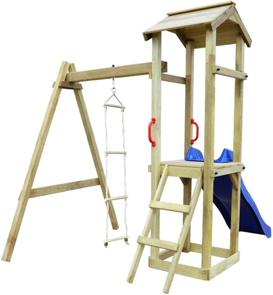 vidaXL Speelhuis met glijbaan en ladders 237x168x218 cm FSC hout