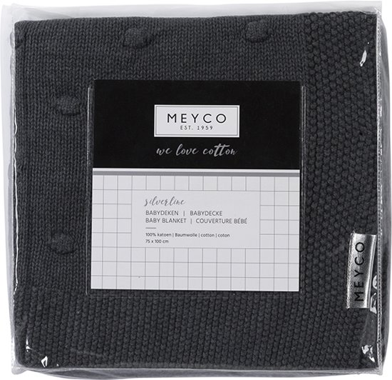 Meyco Silverline Knots wiegdeken - 75 x 100 cm - donkergrijs