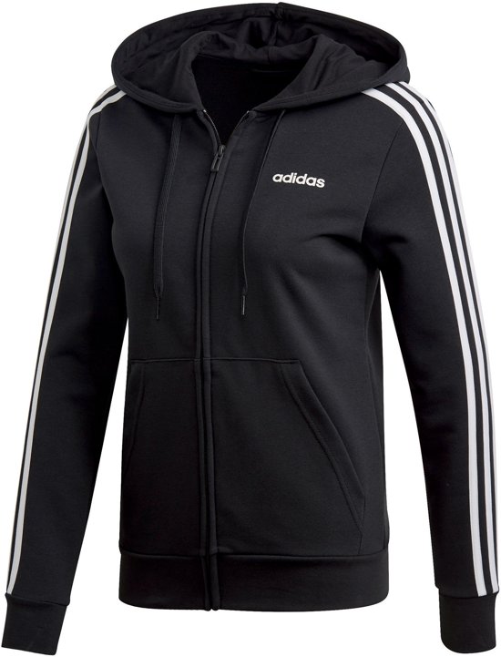 bol.com | adidas W Essentials 3S Fz Hoody Dames Vest - Black/White - Maat XS