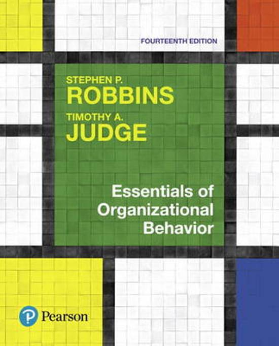 Essentials of Organizational Behavior, Robbins - Complete test bank - exam questions - quizzes (updated 2022)