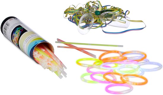 relaxdays - glowsticks 100 stuks met verbindingen - lightsticks - glow sticks
