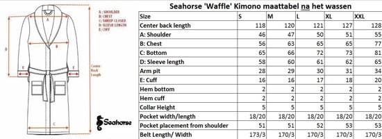 Seahorse Waffle - Kimono Badjas - Blue - S