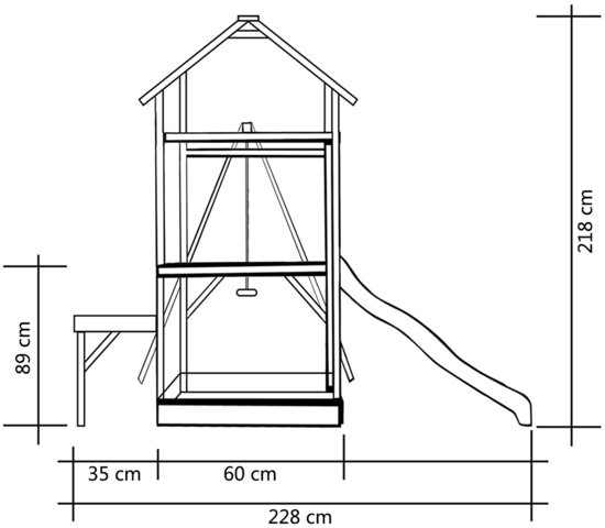 vidaXL Speelhuis met glijbaan, schommel en ladder 238x228x218 cm hout