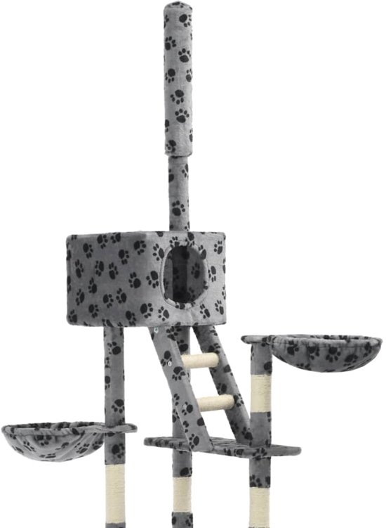 vidaXL Kattenkrabpaal met sisalpalen 230-260 cm pootafdrukken grijs