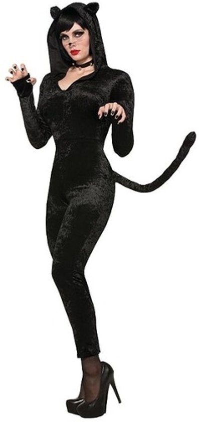Beste bol.com | Sluwe katten/poezen velours jumpsuit kostuum zwart voor FN-73