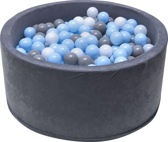 Ballenbak | Zwart incl.  200 witte, grijze en blauwe ballen