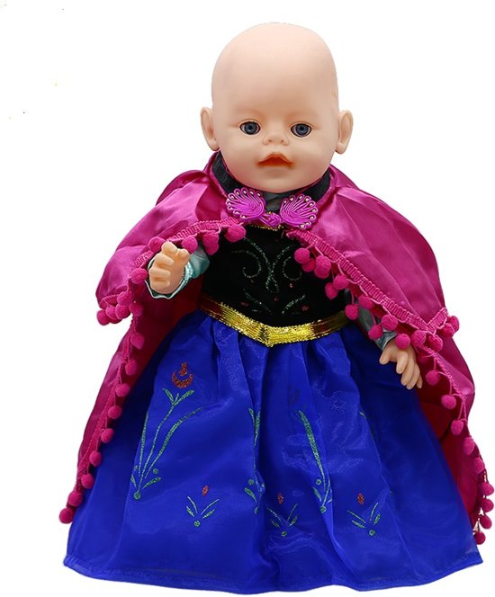 Prinses Anna jurkje met cape voor Baby Born en andere poppen met lengte 40-45 cm. Poppenkleertjes voor meisjes pop