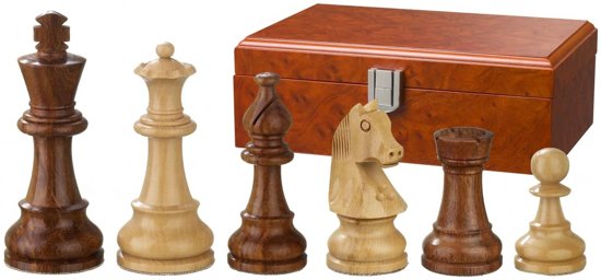 Afbeelding van het spel verzwaarde schaakstukken staunton, koningshoogte 95mm, met luxe opbergkist