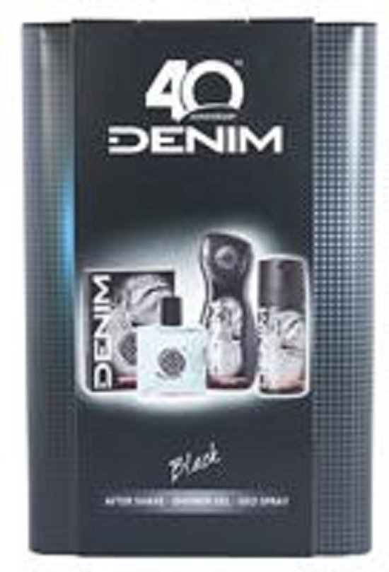 Foto van Denim Giftset Black in blik-Aftershave 100 ml/showergel 250ml/Deospray 150 ml