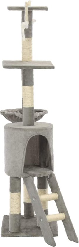 vidaXL Kattenkrabpaal met sisal krabpalen 138 cm grijs