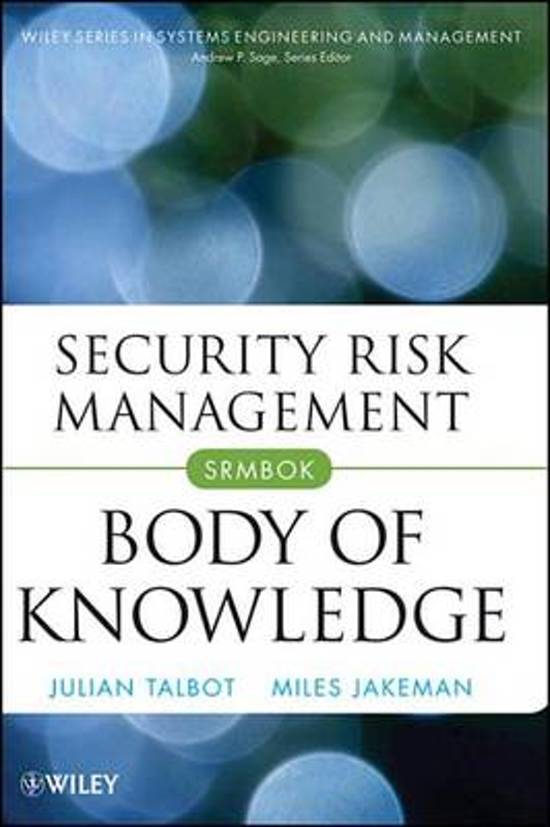 Nederlandse Samenvatting Security Risk Management Body Of Knowled, ISBN: 9780470454626  continuïteitsmanagement