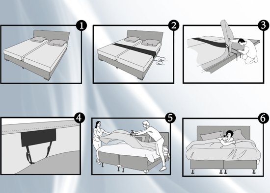 ZWART - Bedbinder - Bedbinders | Verhelpt het schuiven van matrassen & vermindert de geul in het midden van uw bed