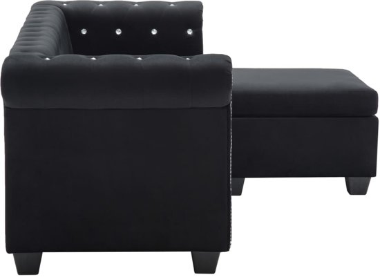 vidaXL Bank Chesterfield-stijl L-vormig 199x142x72 cm fluweel zwart