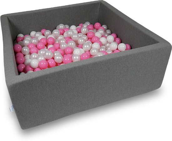 Ballenbak - 600 ballen - 110 x 110 cm - ballenbad - vierkant donker grijs
