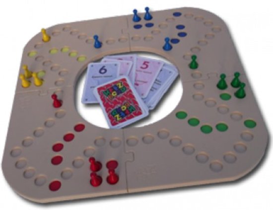 Thumbnail van een extra afbeelding van het spel Keezenbord 4 pers kunstof puzzelstukken