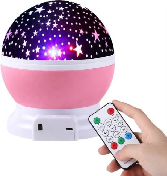 Muziek Nachtlampje - Sterrenhemel projector - Verlichting kinderkamer - Met USB oplaadkabel - Roze