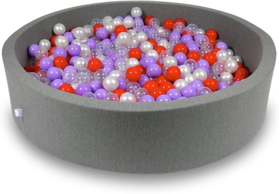 Ballenbak - 600 ballen - 130 x 30 cm - ballenbad - rond donker grijs