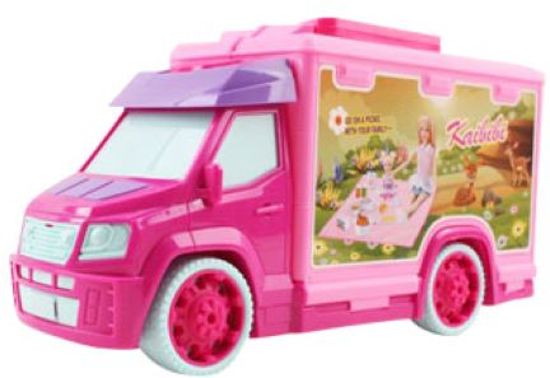 Picknick wagen -  Camper - Geschikt voor Barbie - Met vele accessoires - Inclusief barbiepoppen - Met picknickkleed en etenswaren