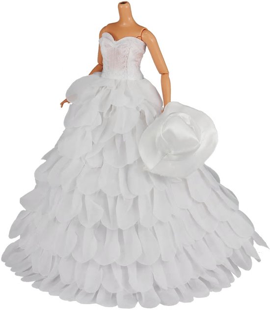 Nieuw bol.com | Witte lange jurk met hoed voor modepop GV-66