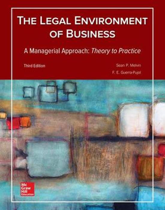 TEST BANK FOR THE LEGAL ENVIRONMENT OF BUSINESS A MANAGERIAL APPROACH THEORY TO PRACTICE 4th EDITION BY SEAN MELVIN UPDATED VERSION QUESTIONS  GUARANTEED A+