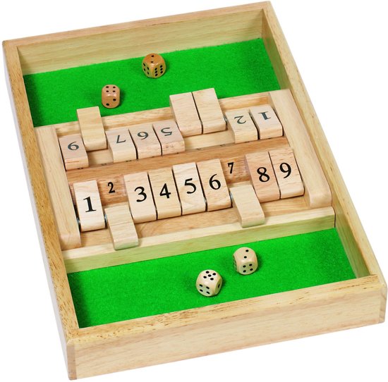 Afbeelding van het spel Dobbelspel: SHUT the BOX 34x23,5 cm, in hout, in doosje, 6+