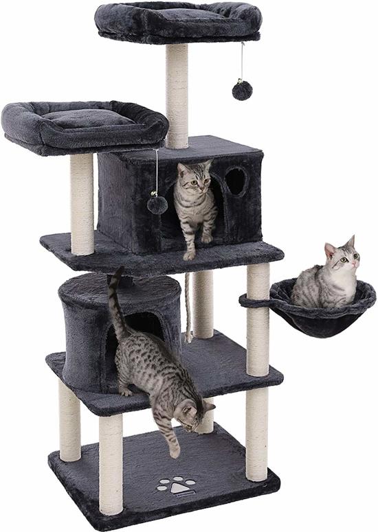 Luxe Krabpaal voor Maximaal 3 Katten - Meerdere Huisjes en Mandjes - 60x50x140cm - Donkergrijs