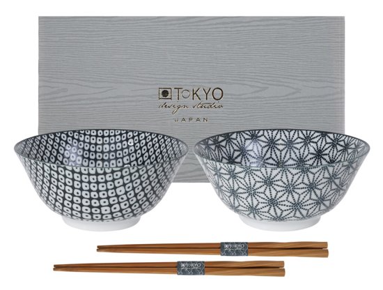 Tokyo Design Studio Nippon Black Tayo Kommen Set van 2 - Ã 17 - met chopsticks