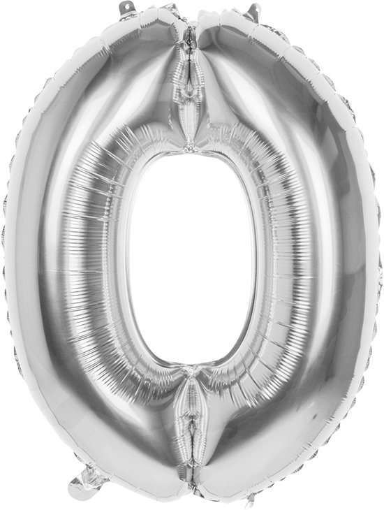 Folie ballon nummer '0' zilver 86cm