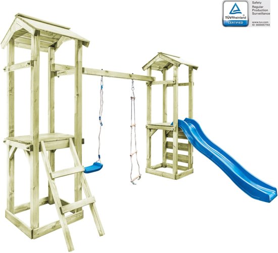 vidaXL Speelhuis ladder, glijbaan en schommel 300x197x218 cm FSC hout