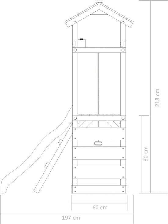 vidaXL Speelhuis ladder, glijbaan en schommel 300x197x218 cm FSC hout