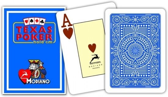 Thumbnail van een extra afbeelding van het spel MODIANO CARDS TEXAS CARDS Blauw 100% PLASTIC JUMBO INDEX PLAYING CARDS