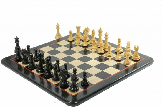 Thumbnail van een extra afbeelding van het spel Staunton Koning's Bruid Ebbenhout Schaakset, met prachtig schaakbord