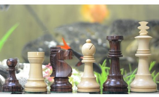 Afbeelding van het spel Antieke 'Houten Uurwerk' serie schaakstukken, Rozenhout en Palmhout, Koningshoogte 116 mm