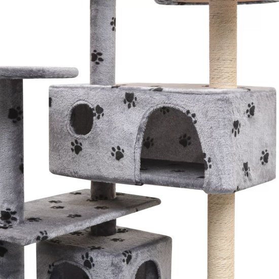 vidaXL Kattenkrabpaal met sisal krabpalen 125 cm pootafdrukken grijs