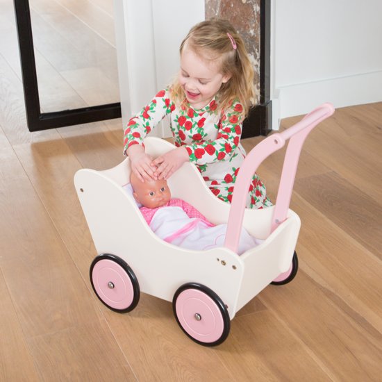 New Classic Toys Poppenwagen met Beddengoed - Roze