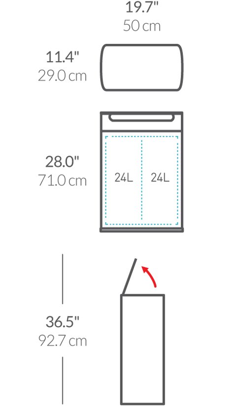 Simplehuman Rectangular Touch Bar Recycler 24 + 24 Liter