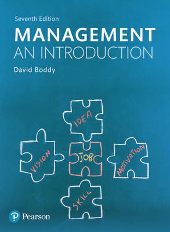 Management an introduction - Boddy Summary Chapter 1,2,3,4,6,7,8,9,10