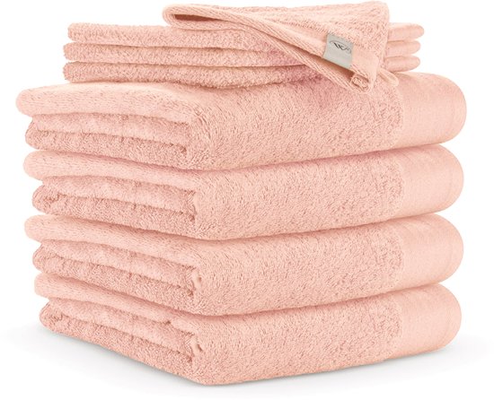 Walra badgoedset - 4x badhanddoek 60x110 cm + 4x washandjes 16x21 cm - roze