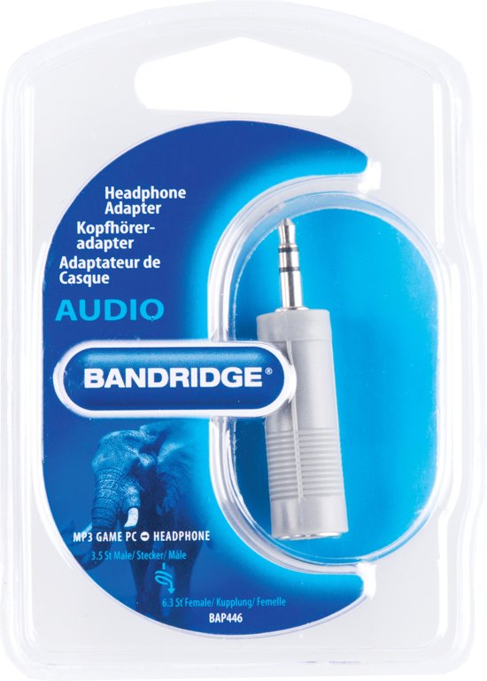 Bandridge Hoofdtelefoonadapter 6,3 mm naar 3,5 mm