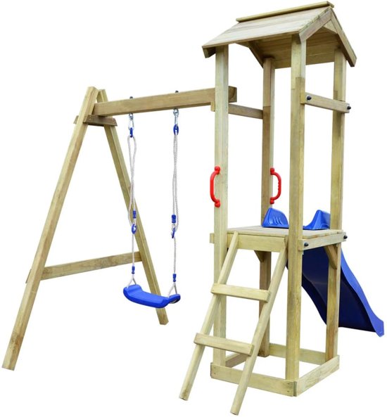 vidaXL Speelhuis met ladder en schommels 237x168x218 cm FSC grenenhout