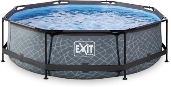 EXIT Stone zwembad ø300x76cm met filterpomp - grijs