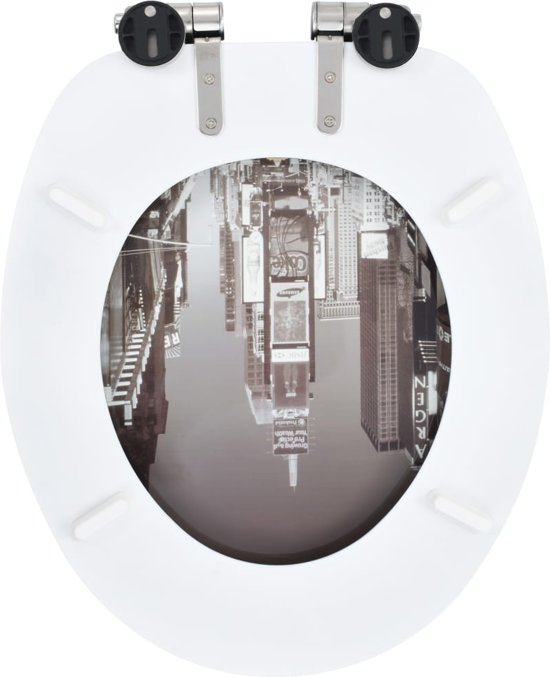 vidaXL Toiletbril met soft-close deksel MDF New York print