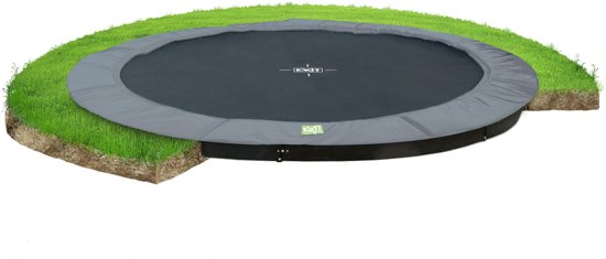 EXIT InTerra groundlevel trampoline ø427cm - grijs